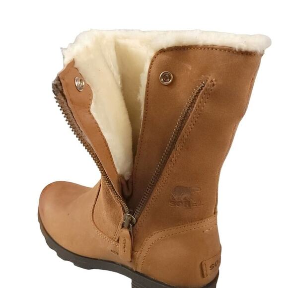 Sorel Emelie Foldover Casual Boots in Camel Brown Waterproof Leather Suede - Picture 10 of 14